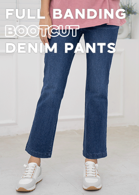 Full banding boot cut denim pants-PN2308031-