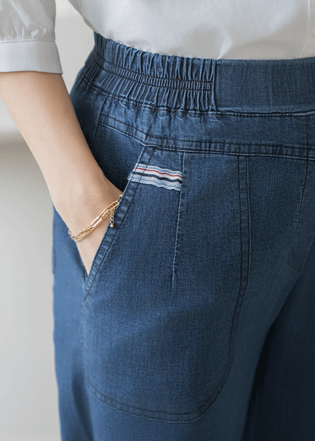 Tape Denim Wide Pants - PN2505001 -