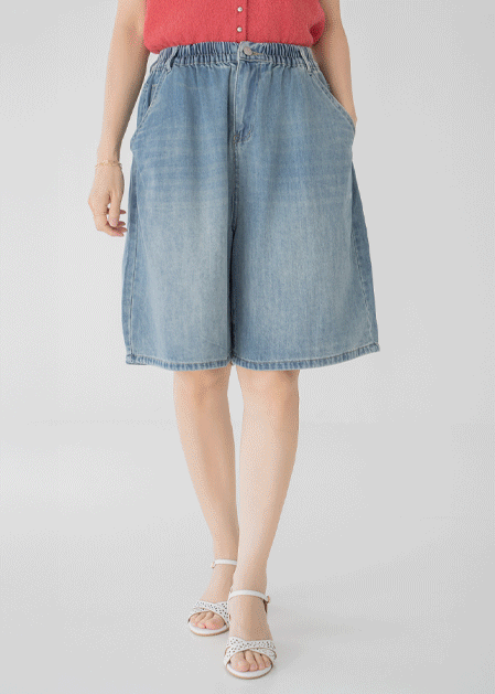 Denim Thong Banding Shorts - PN2505045 -