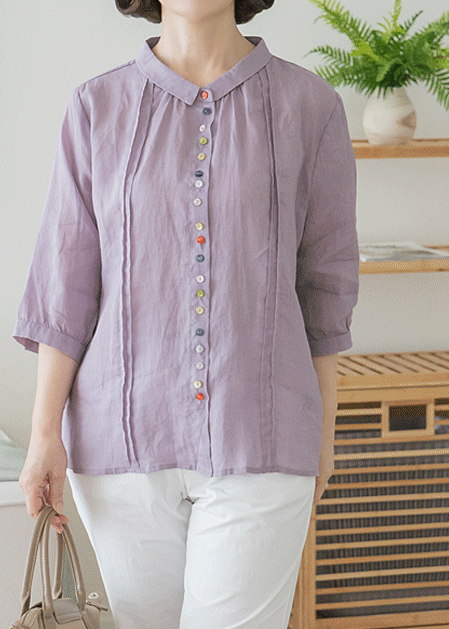 Colorful Button Blouse-BL2505069-