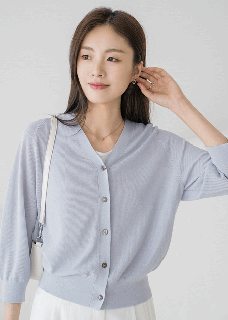 Summer 7-quarter V-neck Cardigan-CA2505010-