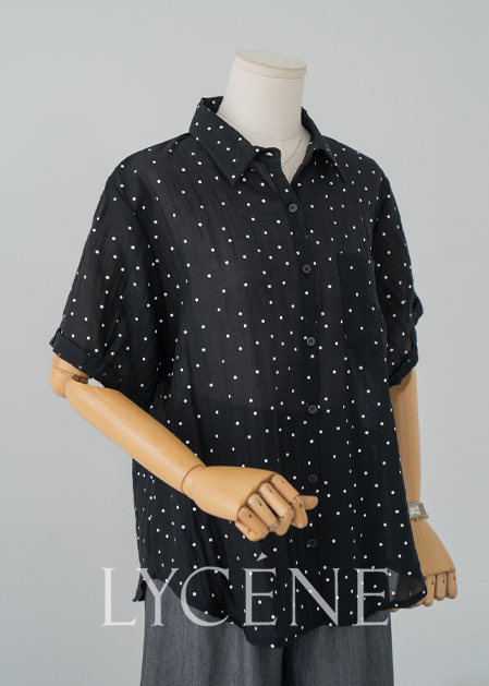 <B>[Resen]</b> Peony Dot Short Sleeve Shirt - LBL2506079 -