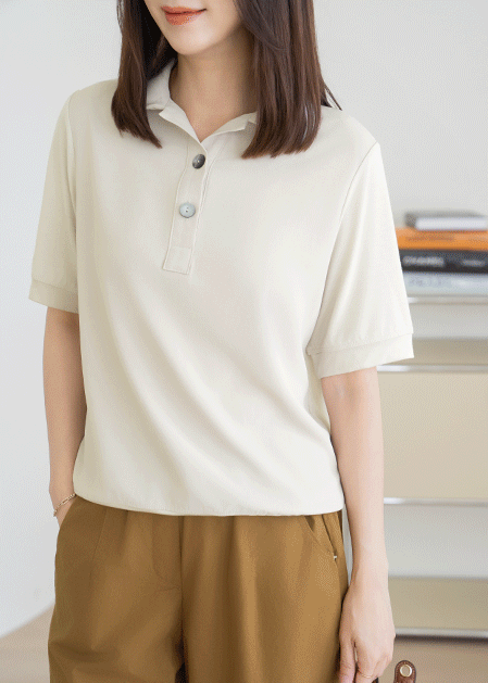 Big Button Collar Shirt-TE2507009-