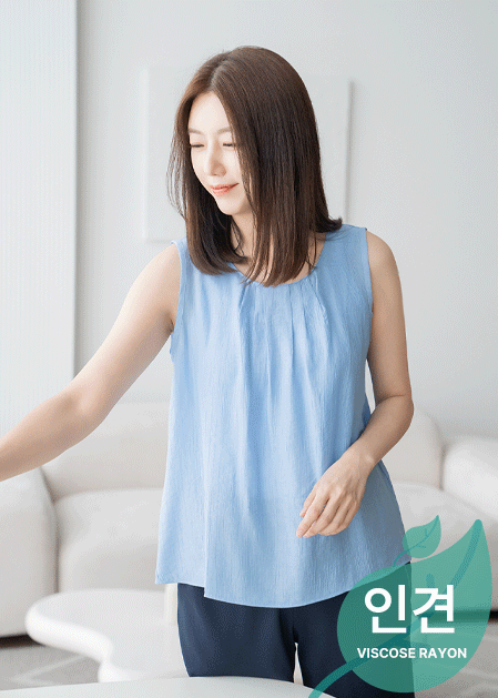 Colored pleated sleeveless top-SL2507006-
