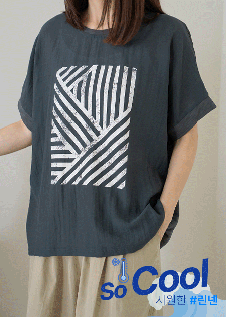 Linen comb pattern t-shirt-TE2507038-