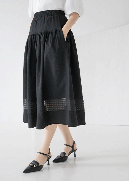 Seersucker Banding Skirt-SK2507003-
