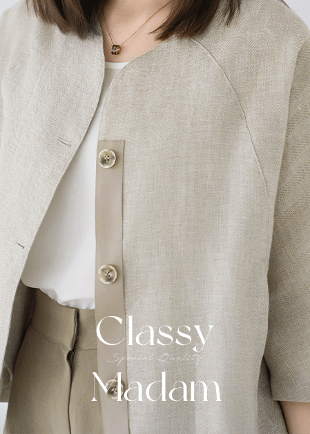 <B>[Classy Madam]</b> Herringbone Linen Jacket - JK2507010 -