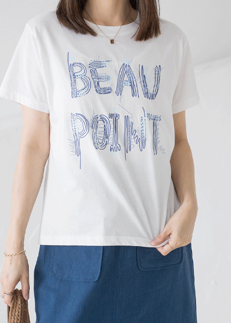 Bling Lettering Embroidered T-shirt-TE2507044-