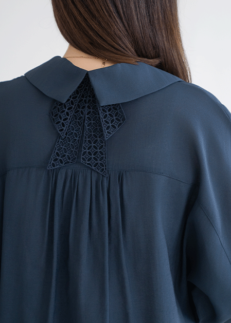 Back lace ribbon blouse - BL2507070 -
