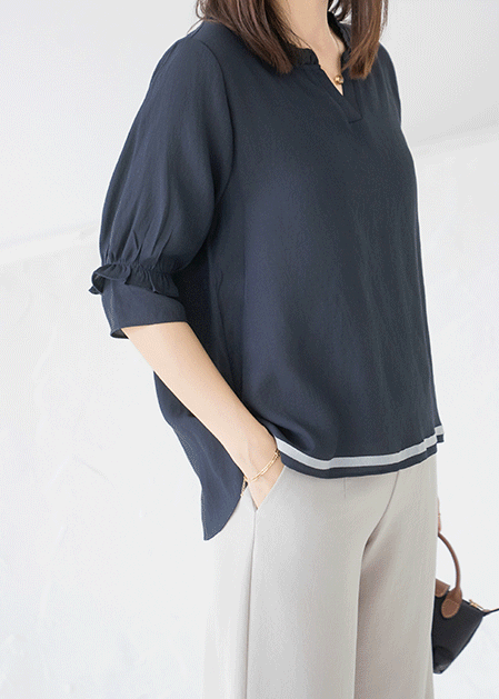 Double shirring sleeve blouse - BL2507072 -