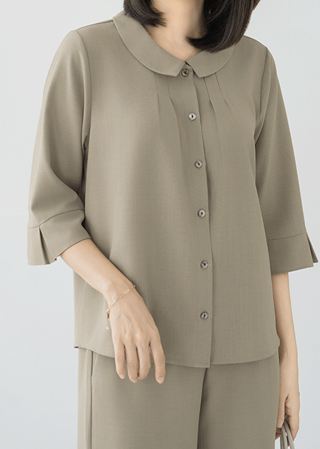 Jabel Pin Tuck Plain Blouse - BL2507086 -