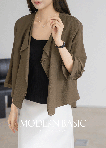<B>[Modern Basic]</b> Plum Wrinkle Open Jacket - JK2507012 -