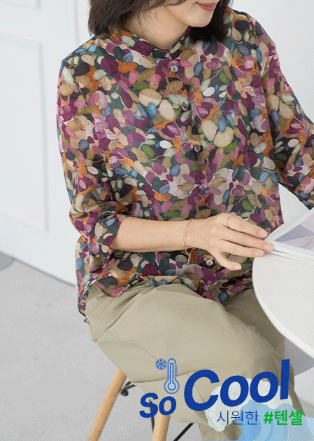 Petal-dyed seven-quarter blouse-BL2507096-