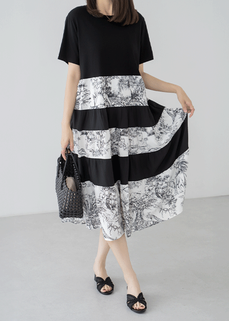 Watercolor long one-piece dress - OP2507036 -