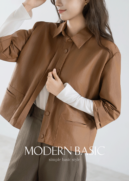<B>[Modern Basic]</b> Pearl Button Pocket Jacket - JK2509024 -