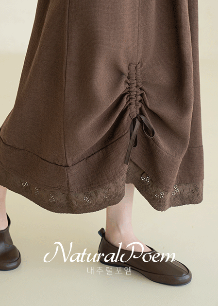 <B>[Natural Poem]</b> Lace Color Shirring Skirt - SK2510001 -