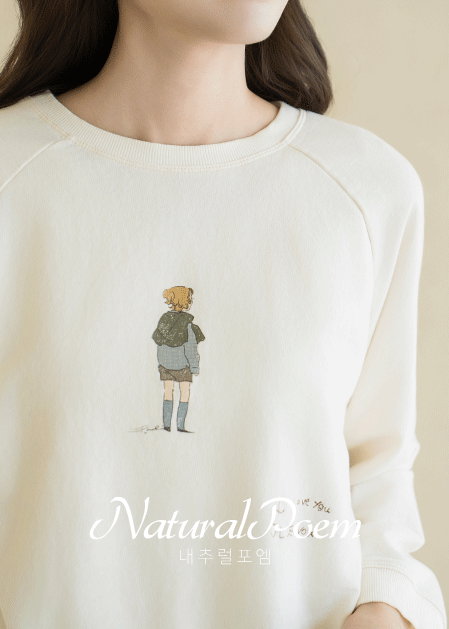 <B>[Natural Poem]</b> Cardigan Girl Man-to-Man T-Shirt - TE2510001 -