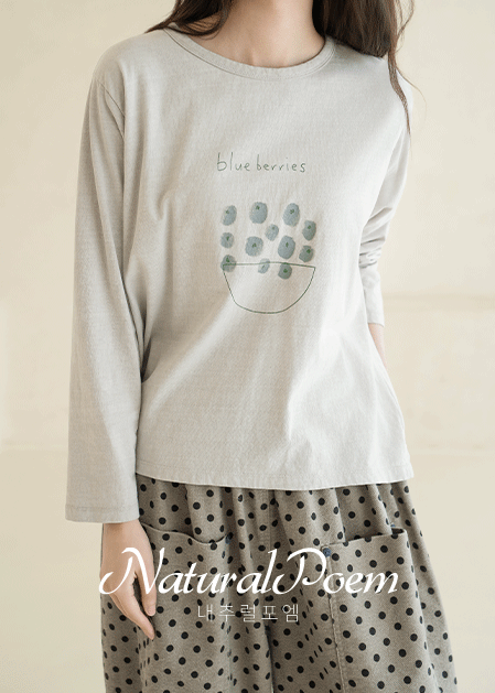 <B>[Natural Poem]</b> Blueberry Pigment T-shirt - TE2510002 -