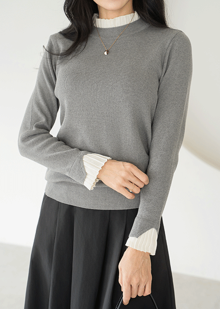 Pleated color block knit - KN2511004 -