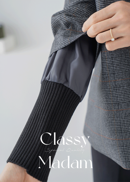 <b>[Classy Madam]</b> Button Knit Color Block Check Jacket - JK2510014 -