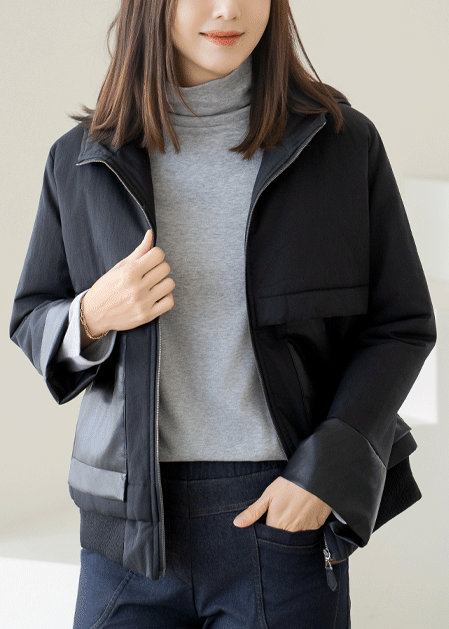 Leather two-tone hooded jumper - JP2511017 -