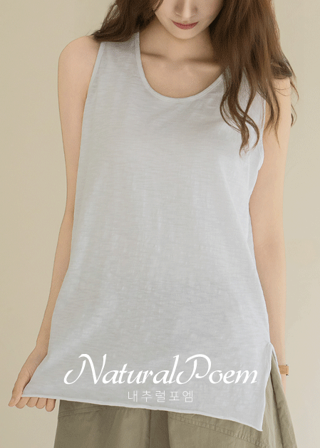 <b>[Natural Poem]</b> Slit Plain Sleeveless-SL2605013-